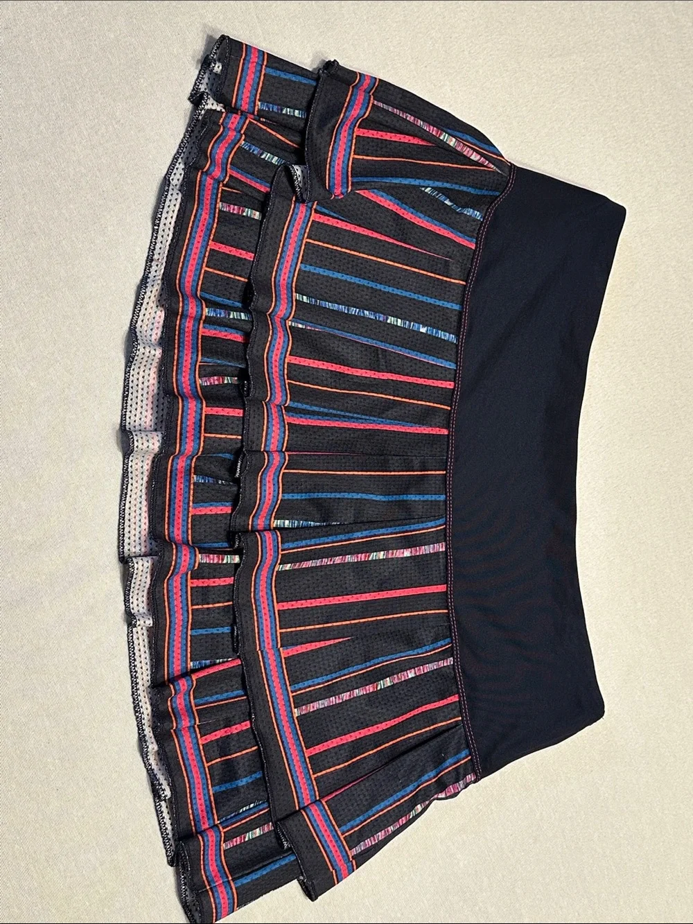 Lucky in Love Black Athletic Skirt with Pink & Blue Stripe Ruffles